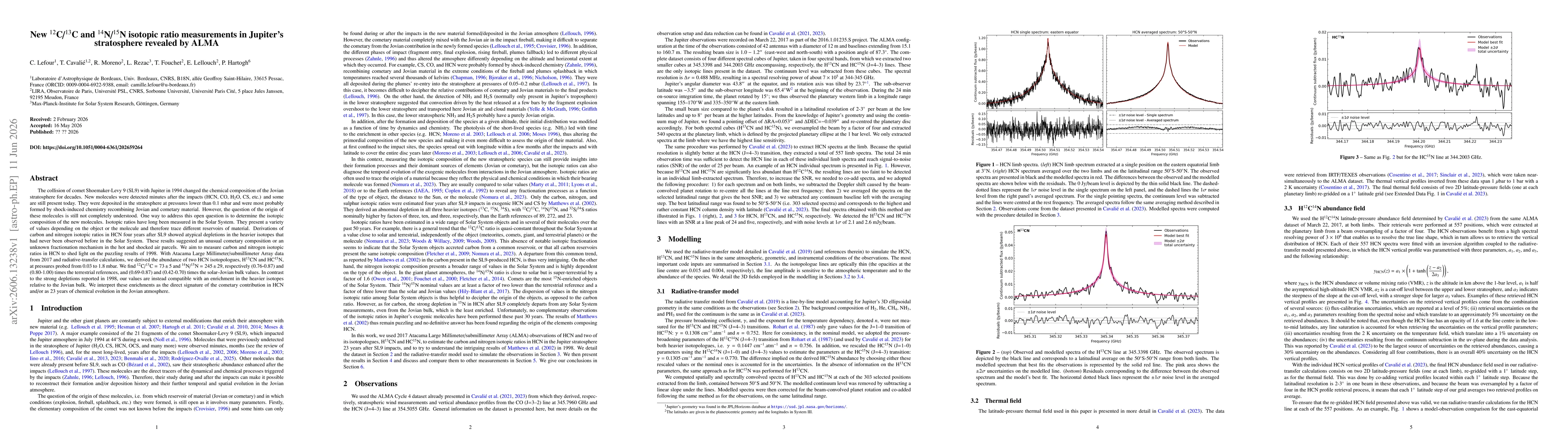 Thumbnail for New 12C/13C and 14N/15N isotopic ratio measurements in Jupiter's stratosphere revealed by ALMA