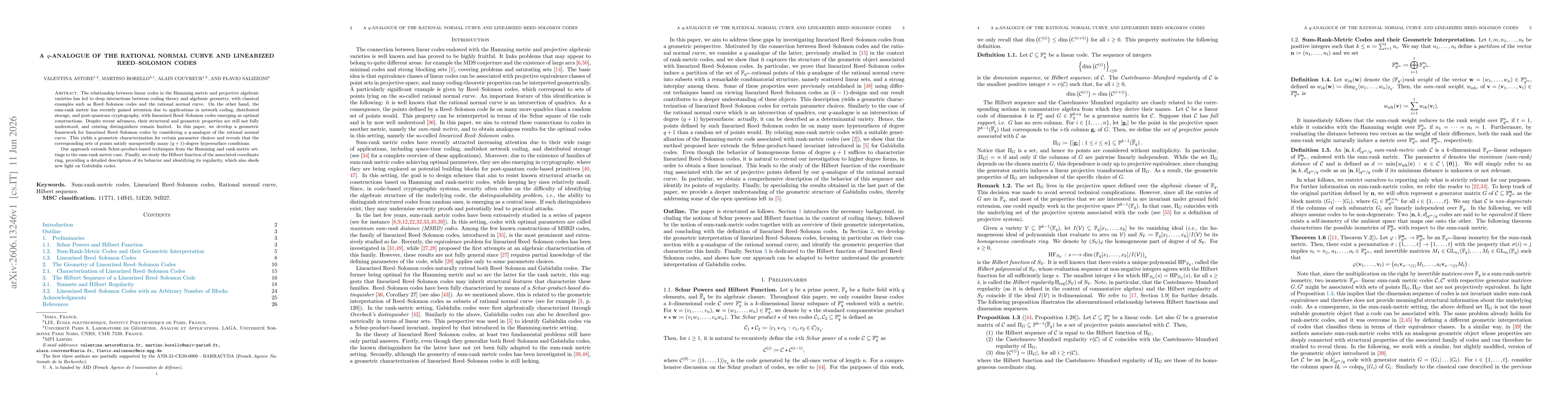 Thumbnail for A $q$-analogue of the rational normal curve and linearized Reed-Solomon codes