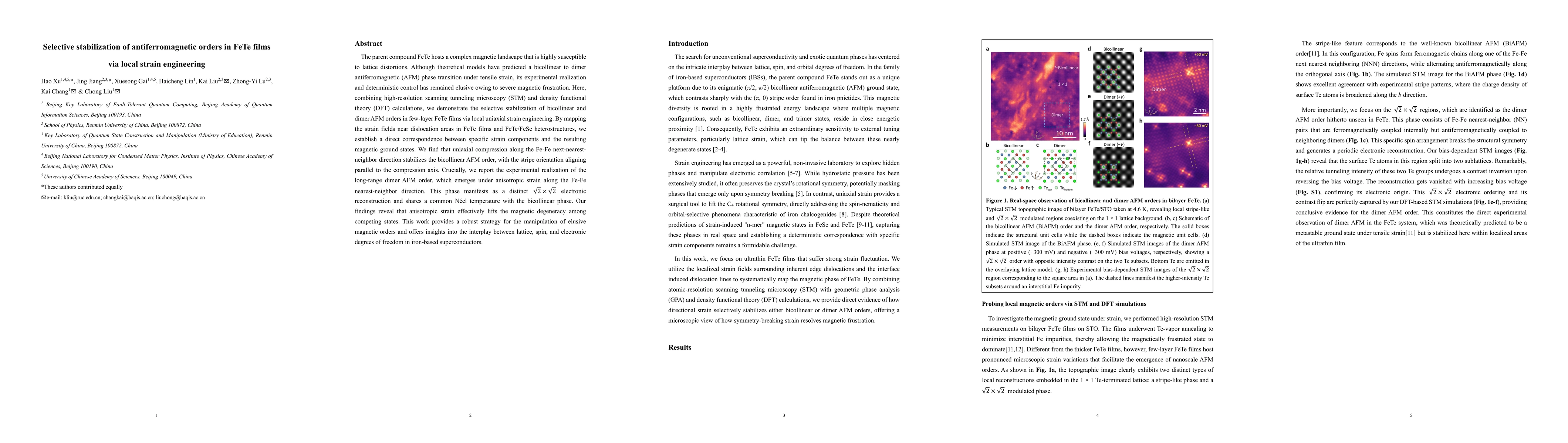 Thumbnail for Selective stabilization of antiferromagnetic orders in FeTe films via local strain engineering