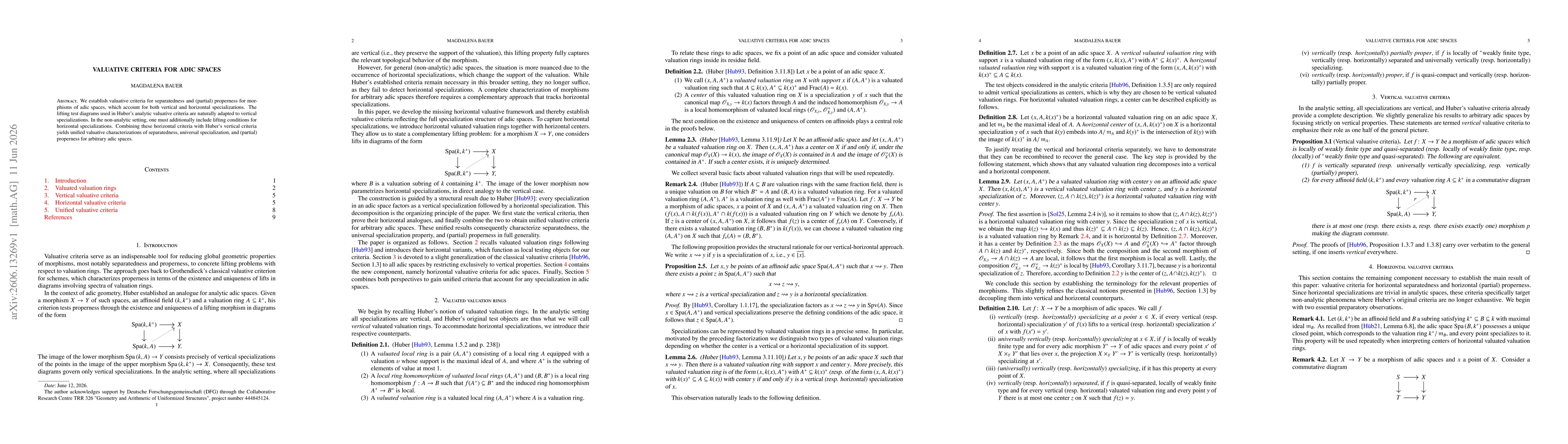 Thumbnail for Valuative criteria for adic spaces