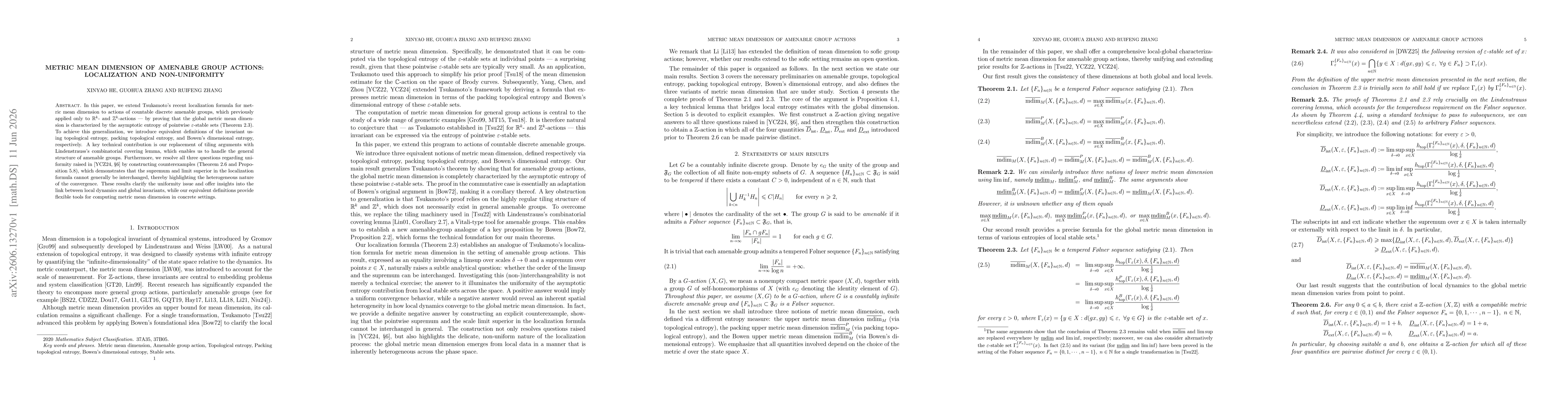 Thumbnail for Metric mean dimension of amenable group actions: localization and non-uniformity