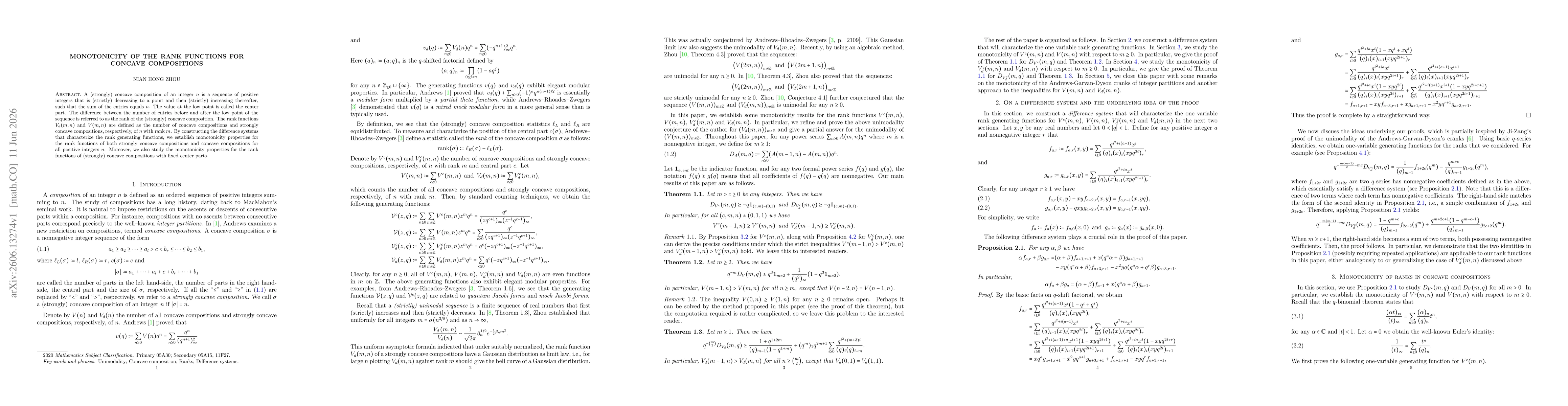 Thumbnail for Monotonicity of the rank functions for concave compositions