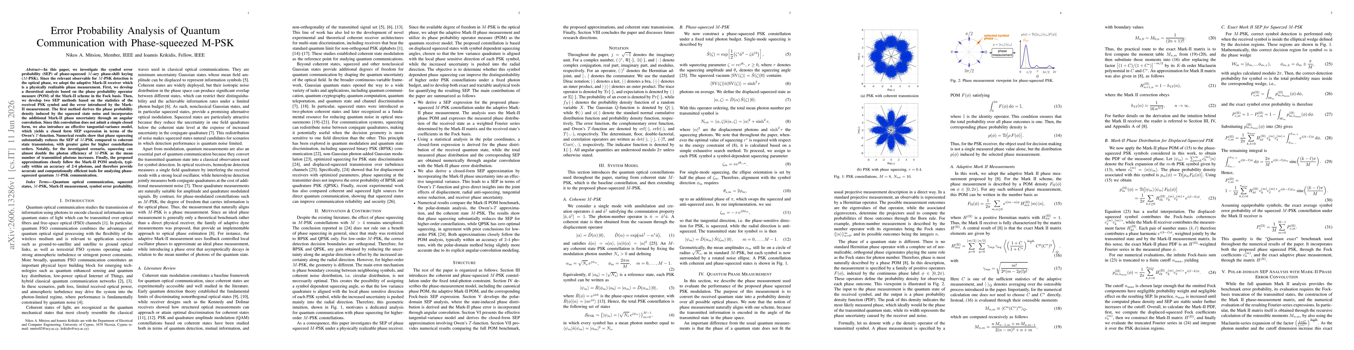 Thumbnail for Error Probability Analysis of Quantum Communication with Phase-squeezed M-PSK