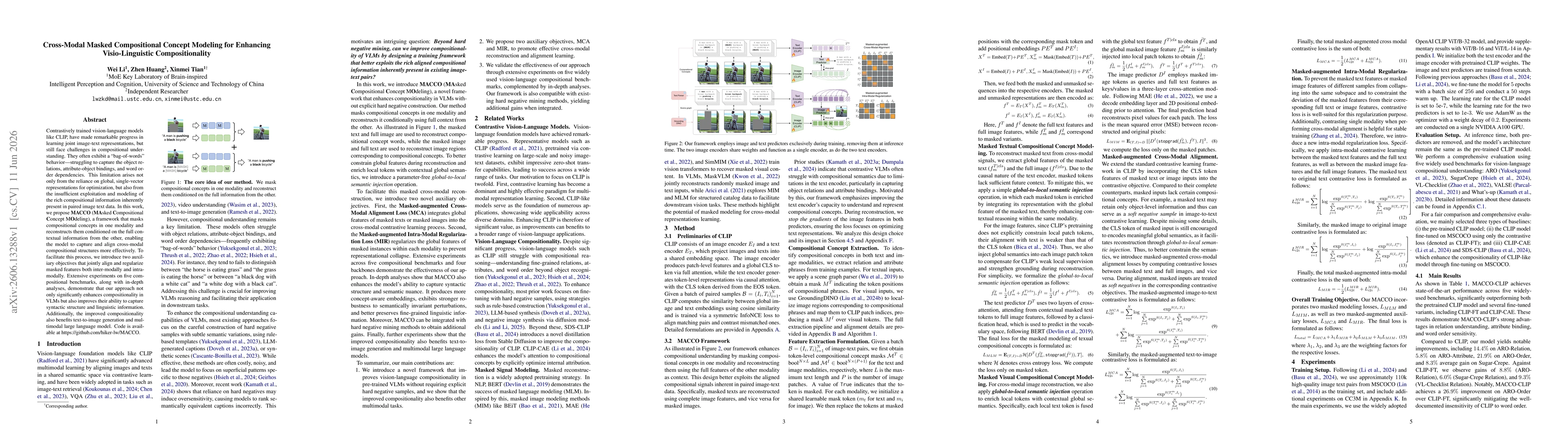 Thumbnail for Cross-Modal Masked Compositional Concept Modeling for Enhancing Visio-Linguistic Compositionality