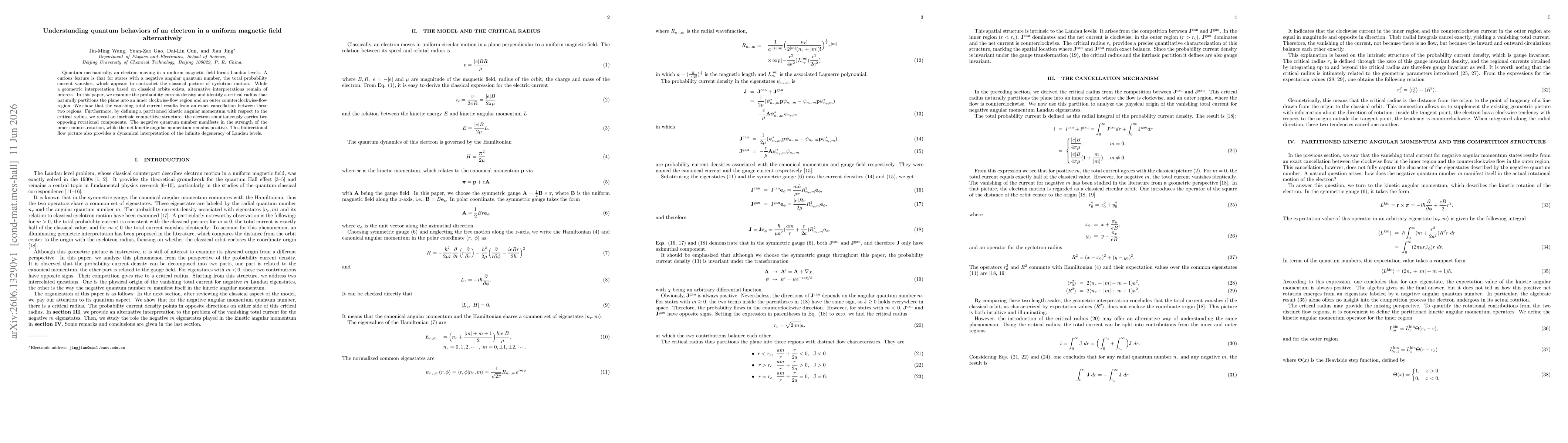 Thumbnail for Understanding quantum behaviors of an electron in a uniform magnetic field alternatively