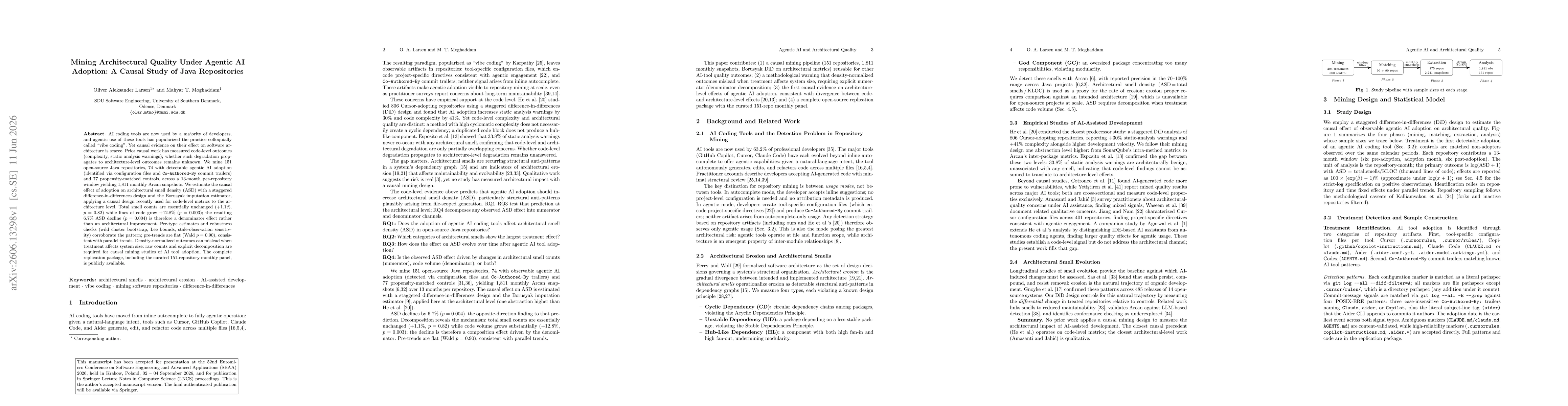 Thumbnail for Mining Architectural Quality Under Agentic AI Adoption: A Causal Study of Java Repositories