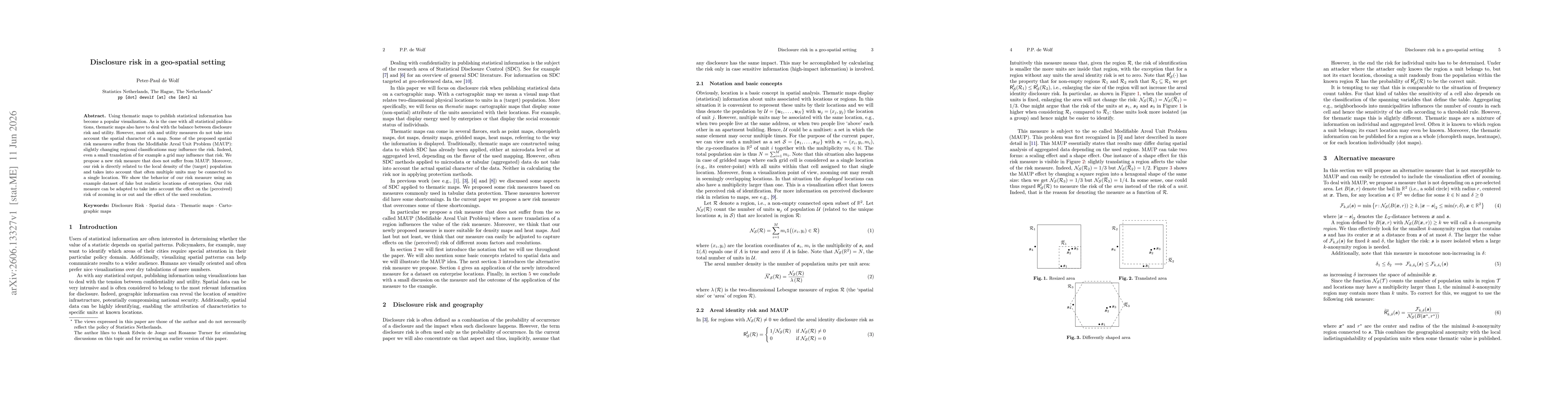 Thumbnail for Disclosure risk in a geo-spatial setting