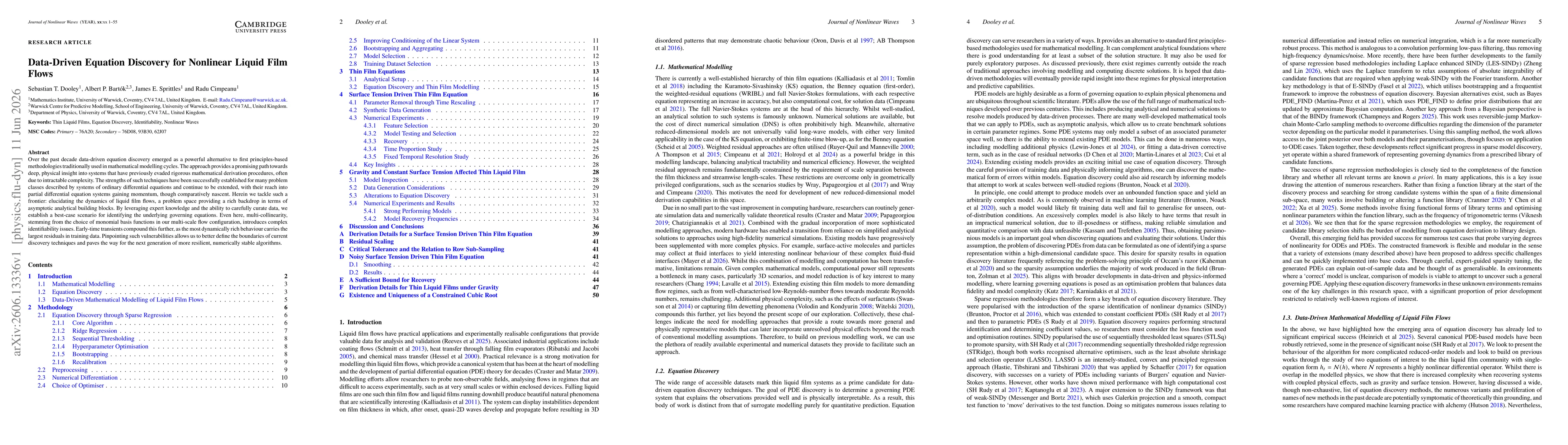 Thumbnail for Data-Driven Equation Discovery for Nonlinear Liquid Film Flows