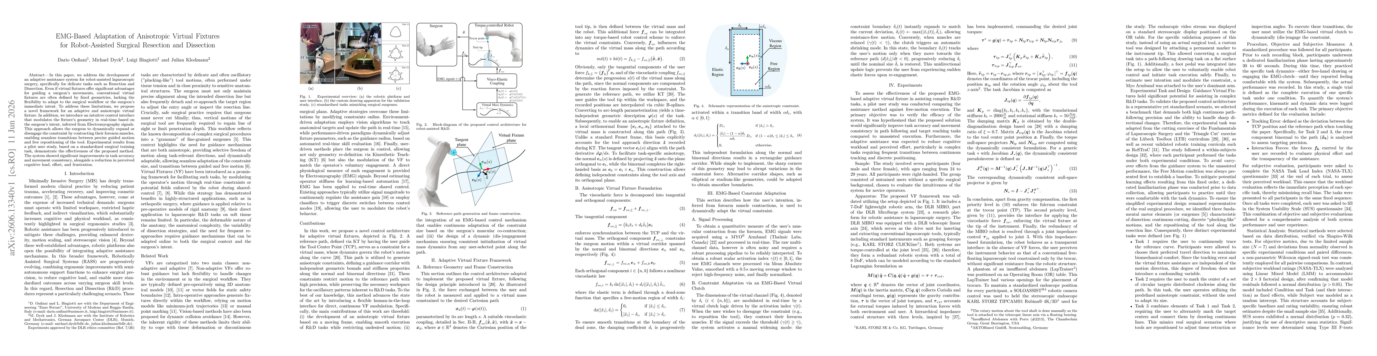 Thumbnail for EMG-Based Adaptation of Anisotropic Virtual Fixtures for Robot-Assisted Surgical Resection and Dissection
