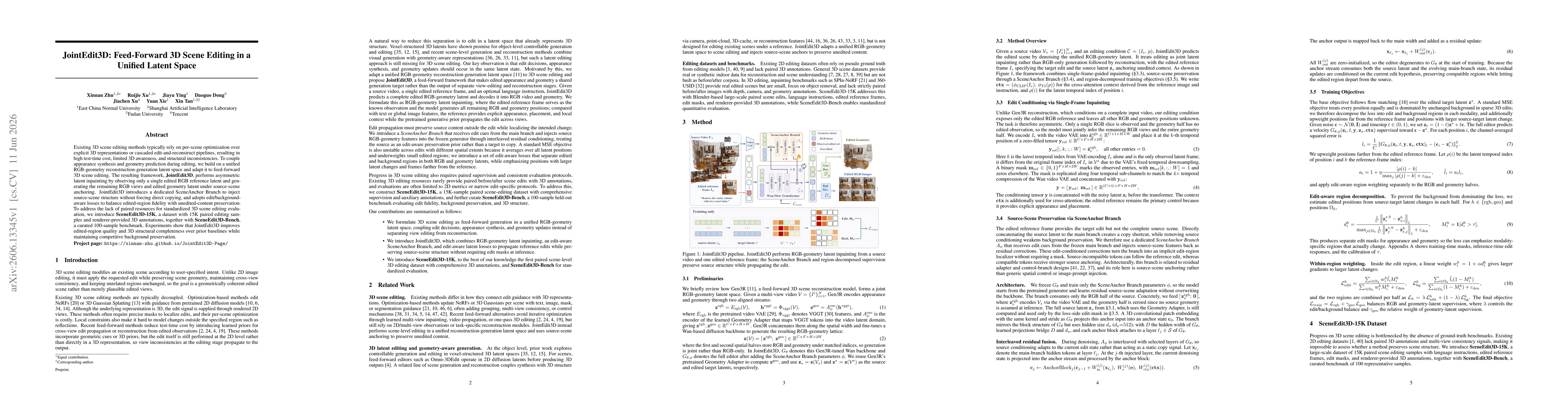 Thumbnail for JointEdit3D: Feed-Forward 3D Scene Editing in a Unified Latent Space