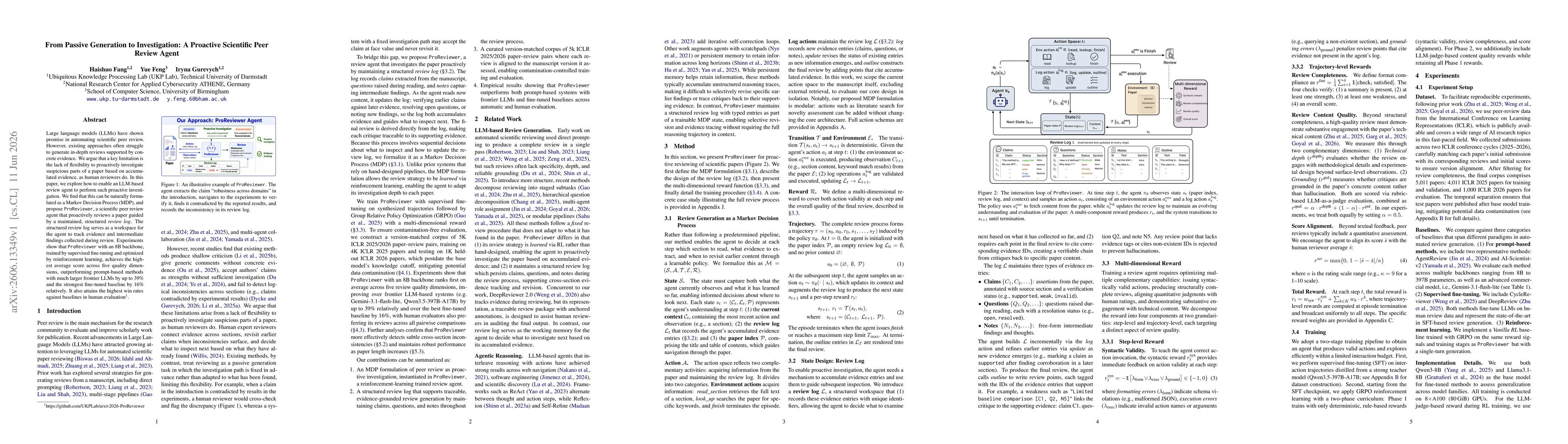 Thumbnail for From Passive Generation to Investigation: A Proactive Scientific Peer Review Agent