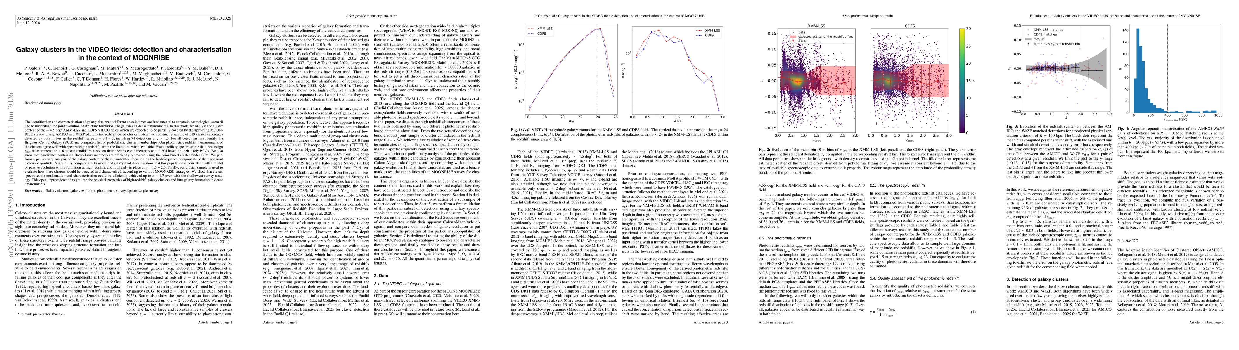 Thumbnail for Galaxy clusters in the VIDEO fields: detection and characterisation in the context of MOONRISE