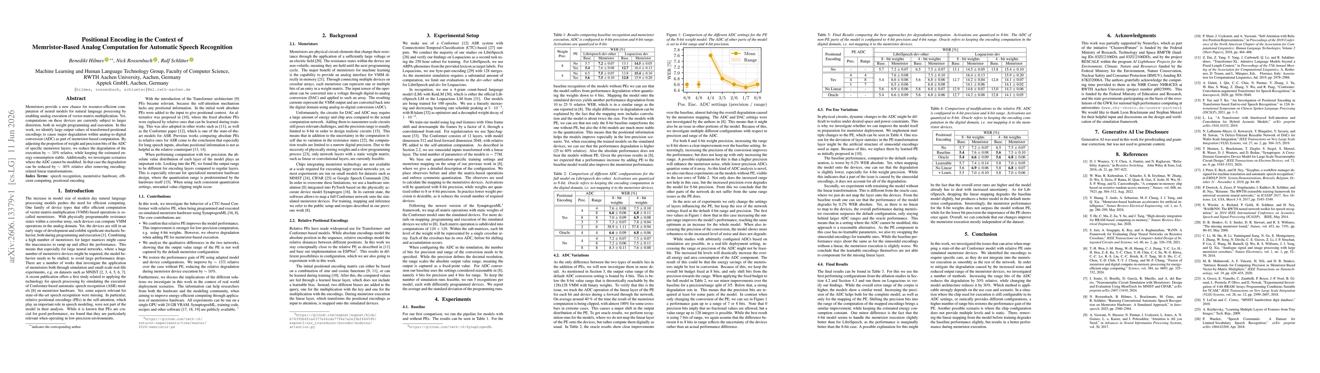 Thumbnail for Positional Encoding in the Context of Memristor-Based Analog Computation for Automatic Speech Recognition