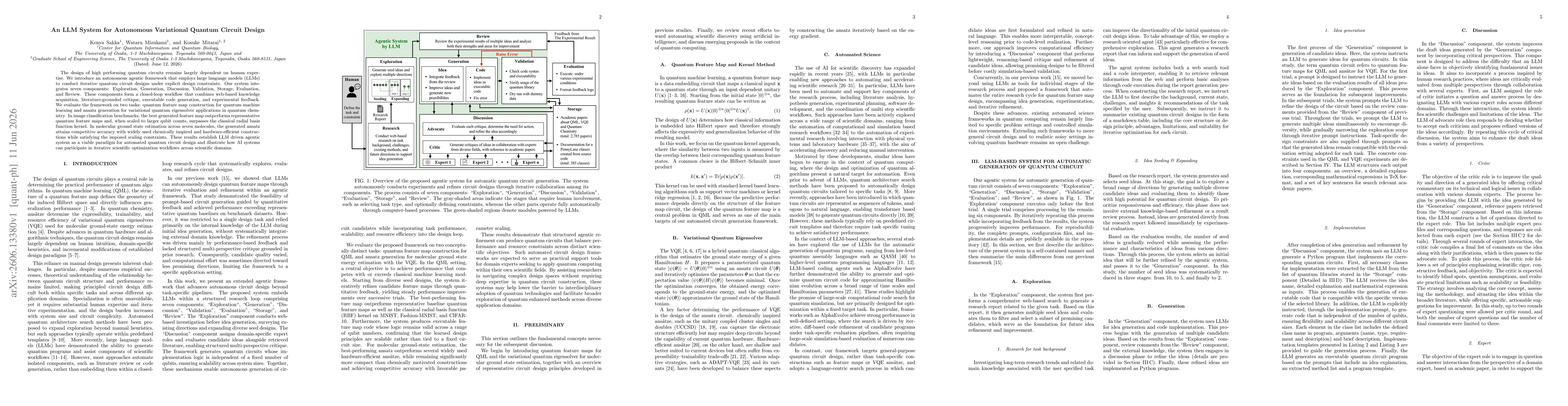 Thumbnail for An LLM System for Autonomous Variational Quantum Circuit Design