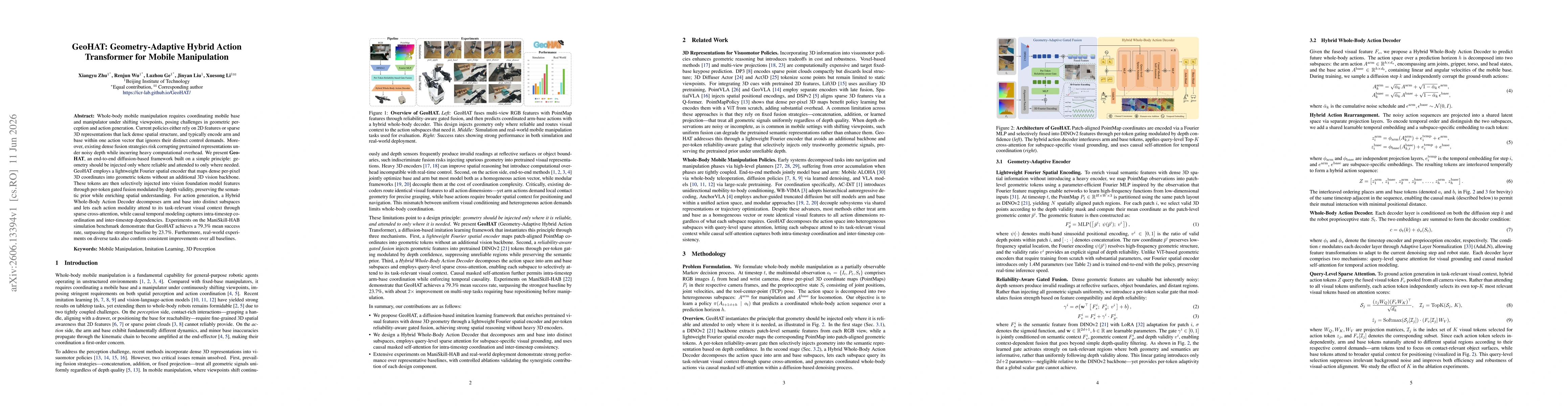 Thumbnail for GeoHAT: Geometry-Adaptive Hybrid Action Transformer for Mobile Manipulation