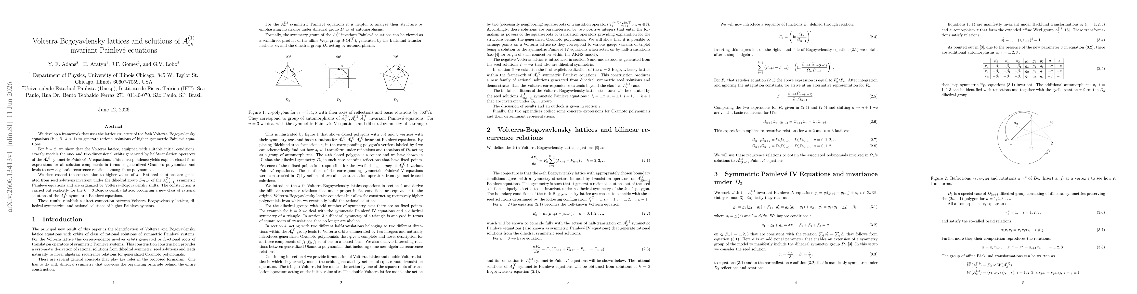 Thumbnail for Volterra-Bogoyavlensky lattices and solutions of $A_{2n}^{(1)}$ invariant Painlevé equations