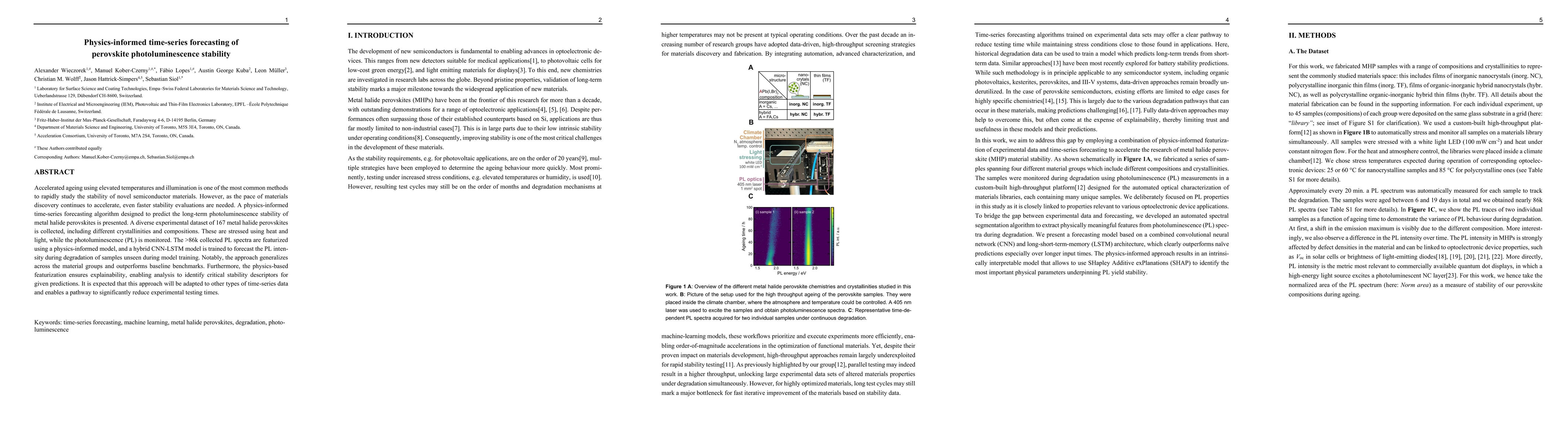 Thumbnail for Physics-informed time-series forecasting of perovskite photoluminescence stability