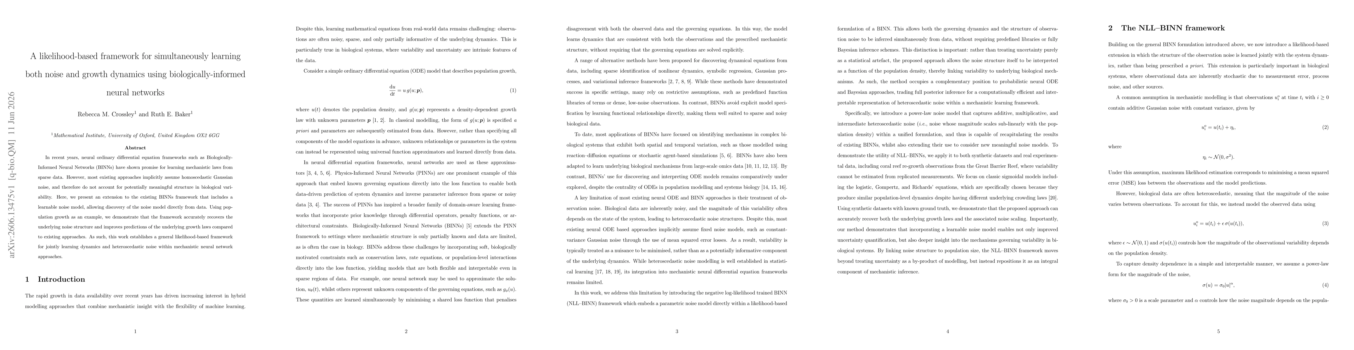 Thumbnail for A likelihood-based framework for simultaneously learning both noise and growth dynamics using biologically-informed neural networks