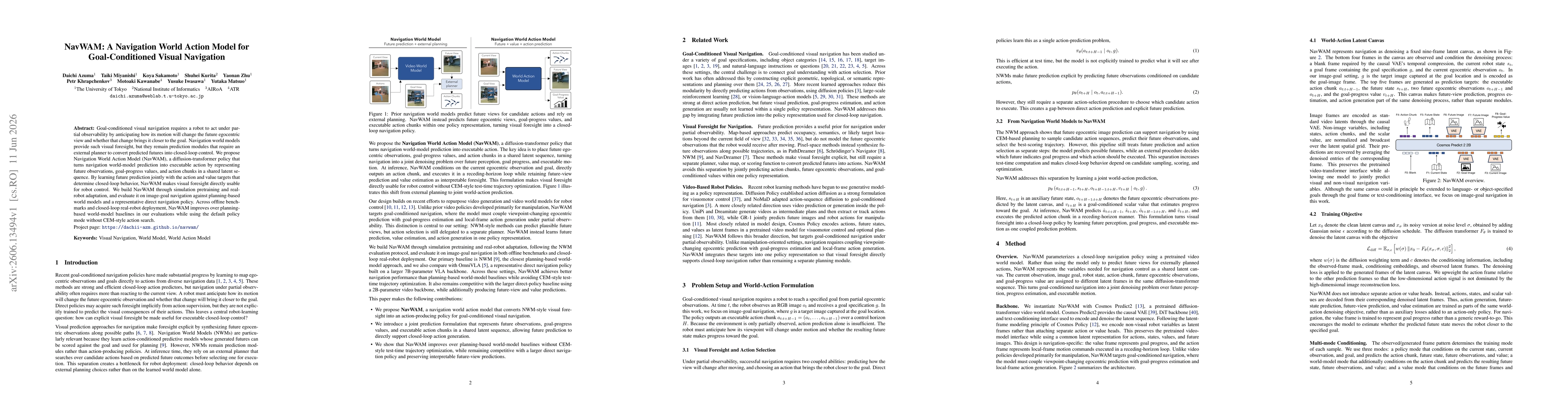 Thumbnail for NavWAM: A Navigation World Action Model for Goal-Conditioned Visual Navigation