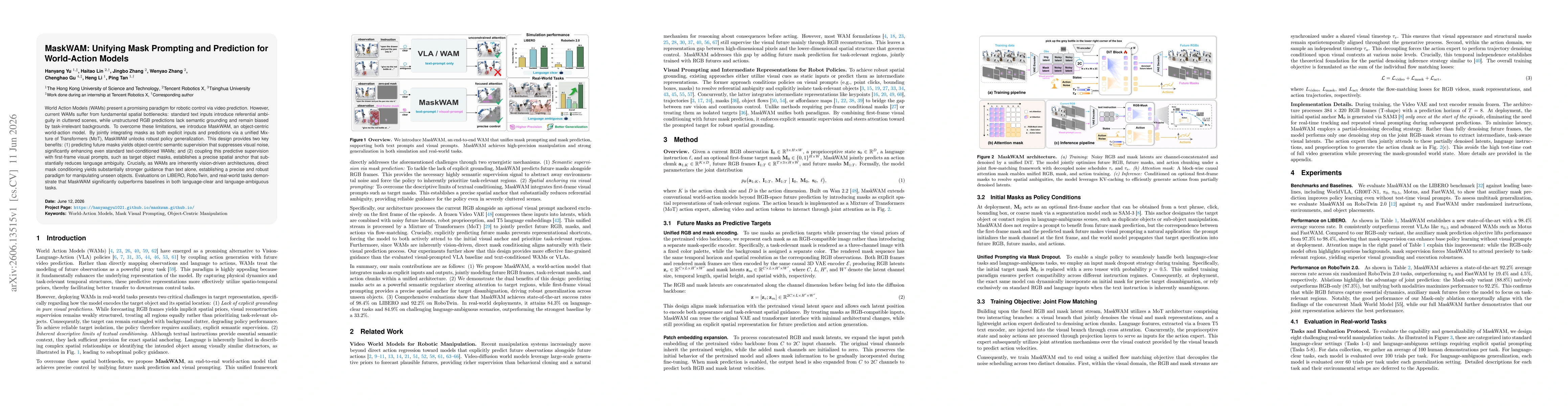 Thumbnail for MaskWAM: Unifying Mask Prompting and Prediction for World-Action Models