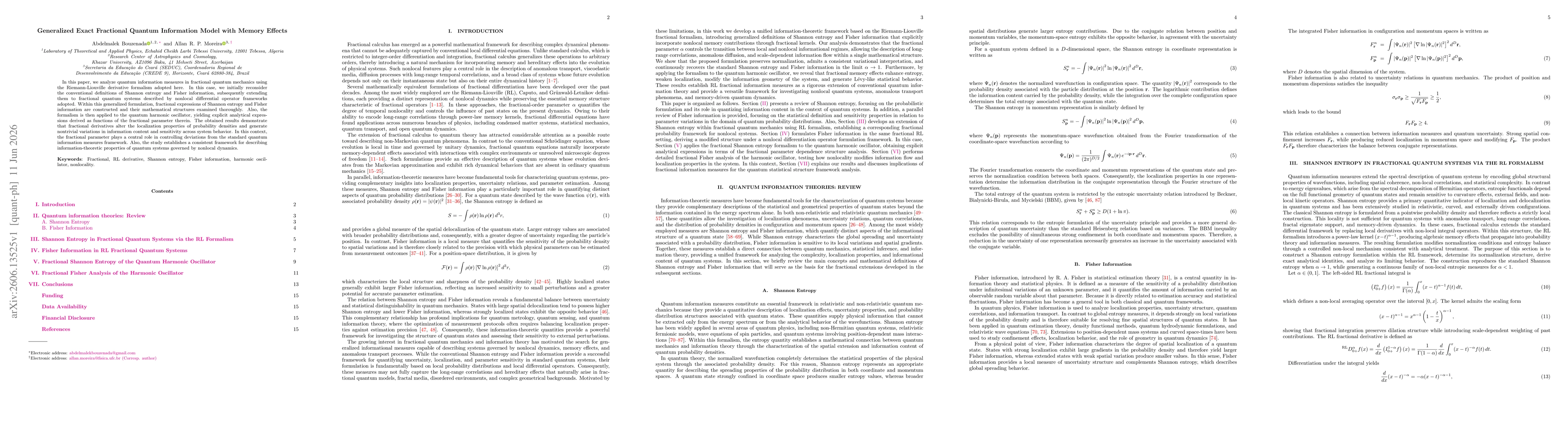 Thumbnail for Generalized Exact Fractional Quantum Information Model with Memory Effects