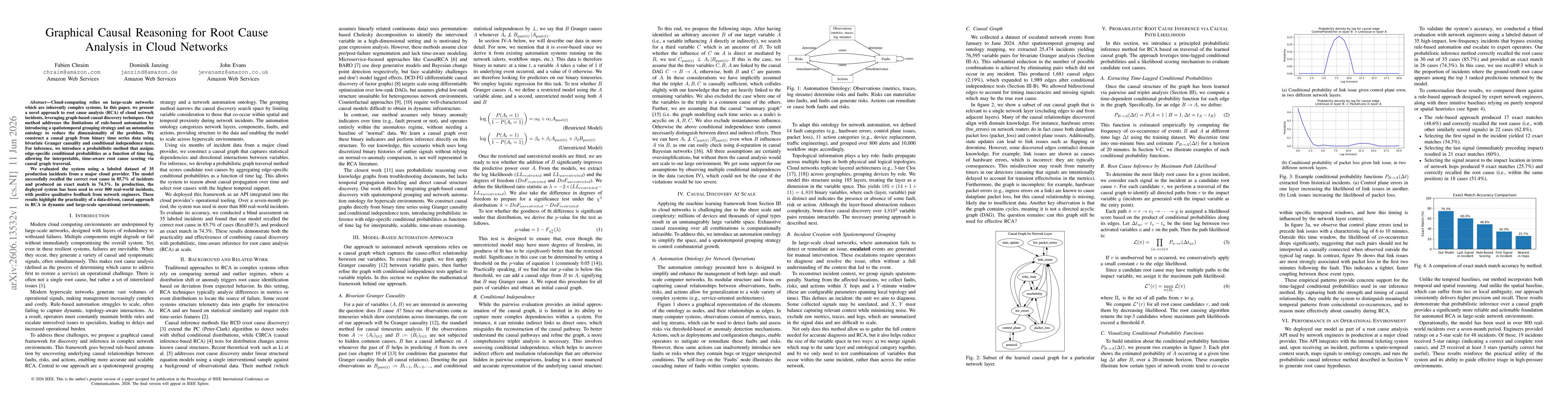 Thumbnail for Graphical Causal Reasoning for Root Cause Analysis in Cloud Networks