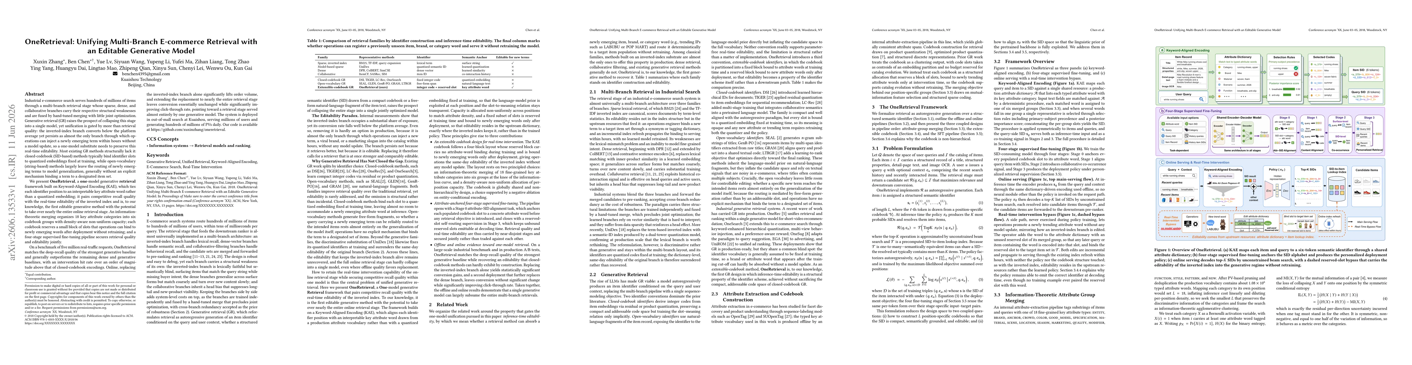 Thumbnail for OneRetrieval: Unifying Multi-Branch E-commerce Retrieval with an Editable Generative Model