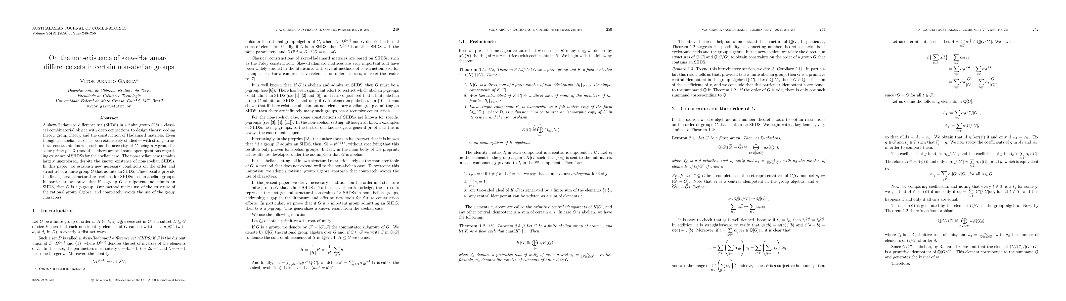 Thumbnail for On the non-existence of skew-Hadamard difference sets in certain non-abelian groups