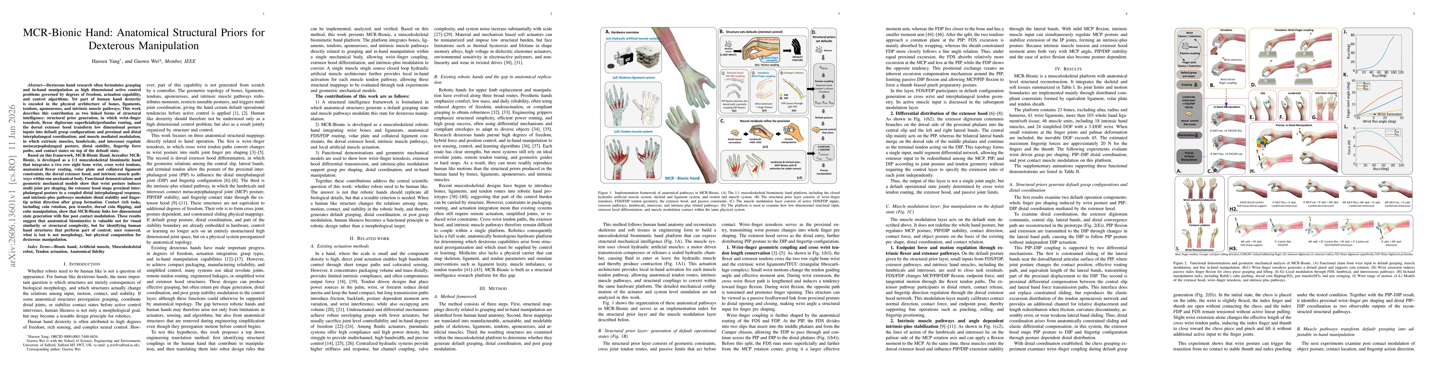 Thumbnail for MCR-Bionic Hand: Anatomical Structural Priors for Dexterous Manipulation