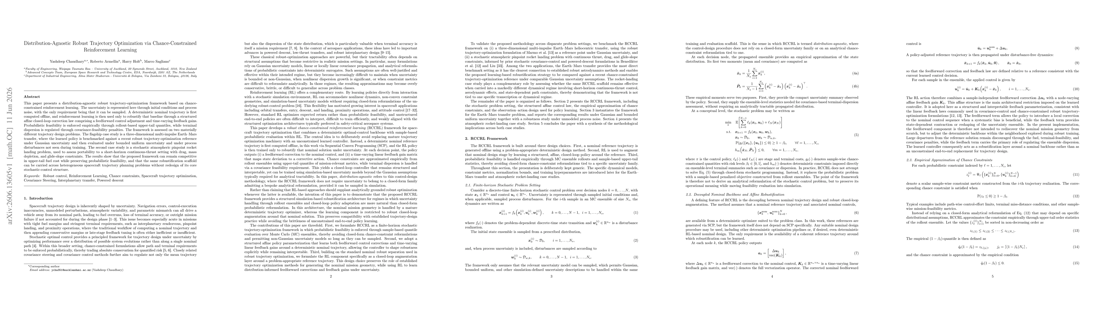 Thumbnail for Distribution-Agnostic Robust Trajectory Optimization via Chance-Constrained Reinforcement Learning