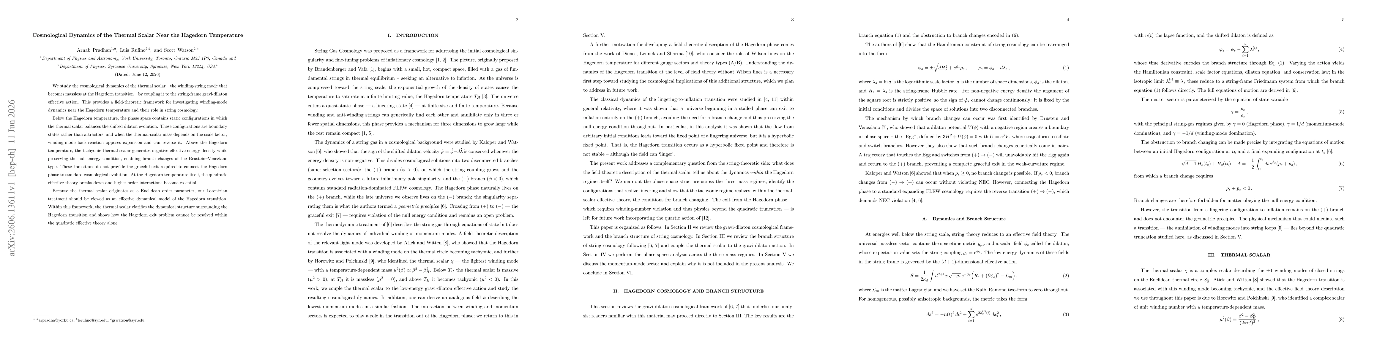 Thumbnail for Cosmological Dynamics of the Thermal Scalar Near the Hagedorn Temperature
