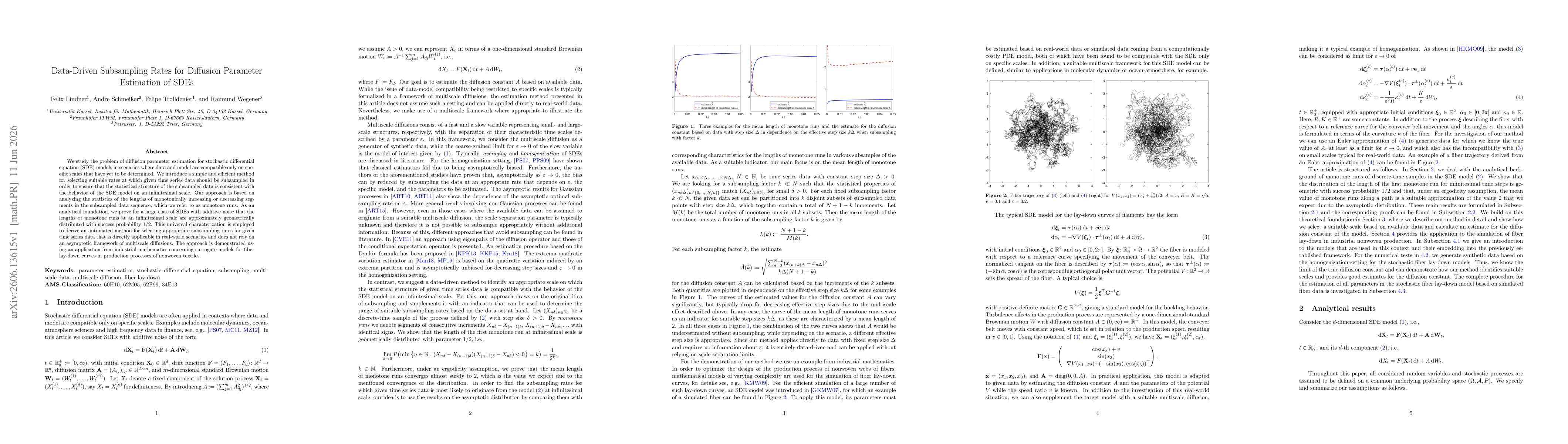 Thumbnail for Data-driven subsampling rates for diffusion parameter estimation of SDEs
