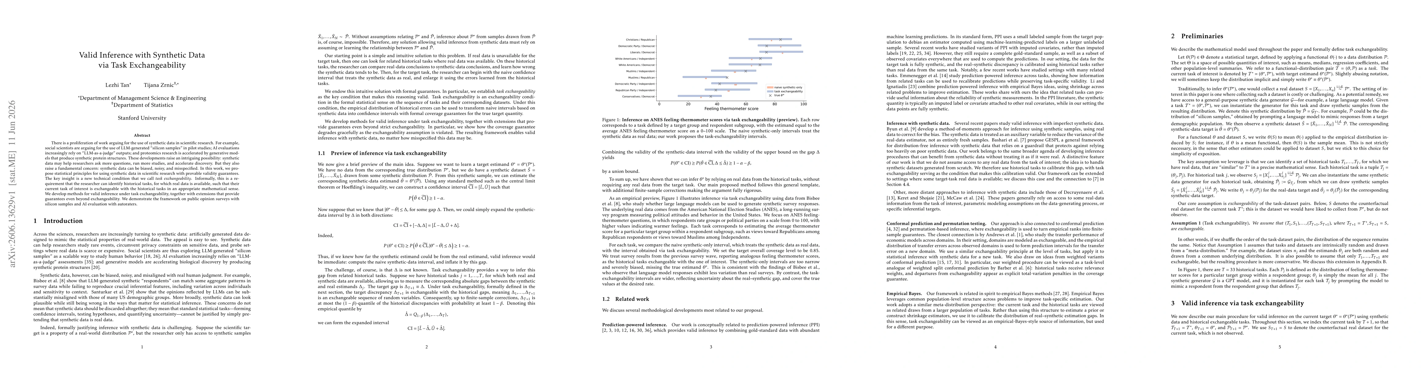 Thumbnail for Valid Inference with Synthetic Data via Task Exchangeability