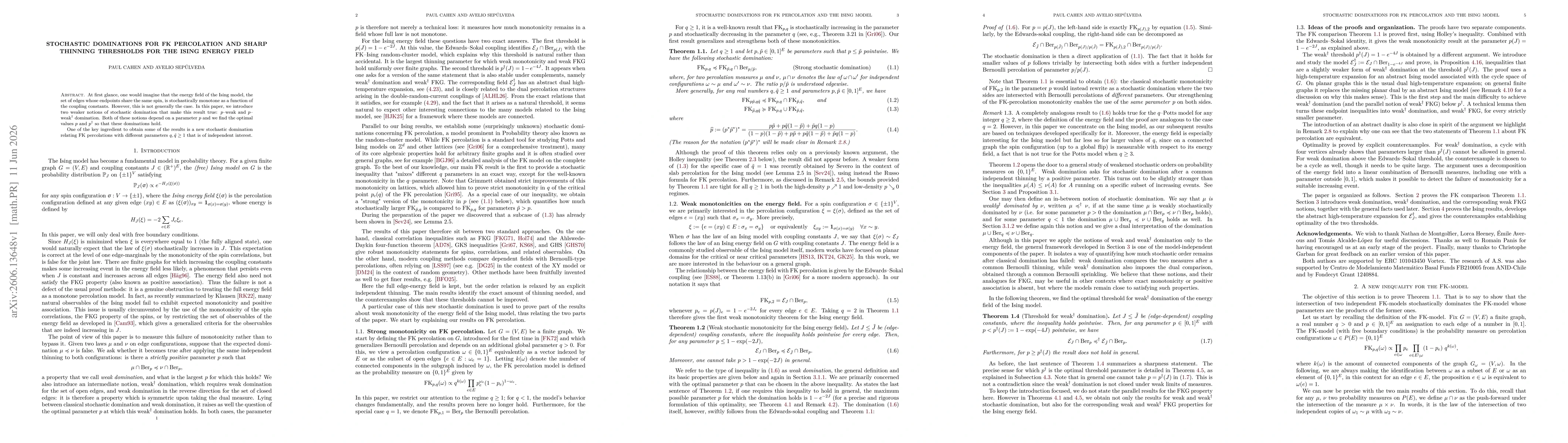 Thumbnail for Stochastic dominations for FK percolation and sharp thinning thresholds for the Ising energy field