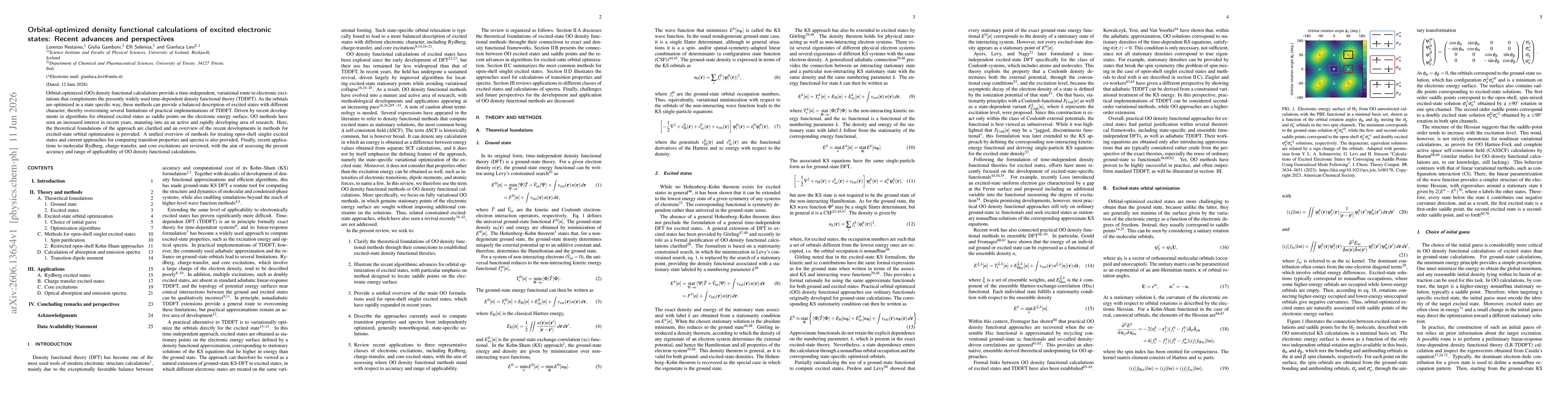 Thumbnail for Orbital-optimized density functional calculations of excited electronic states: Recent advances and perspectives