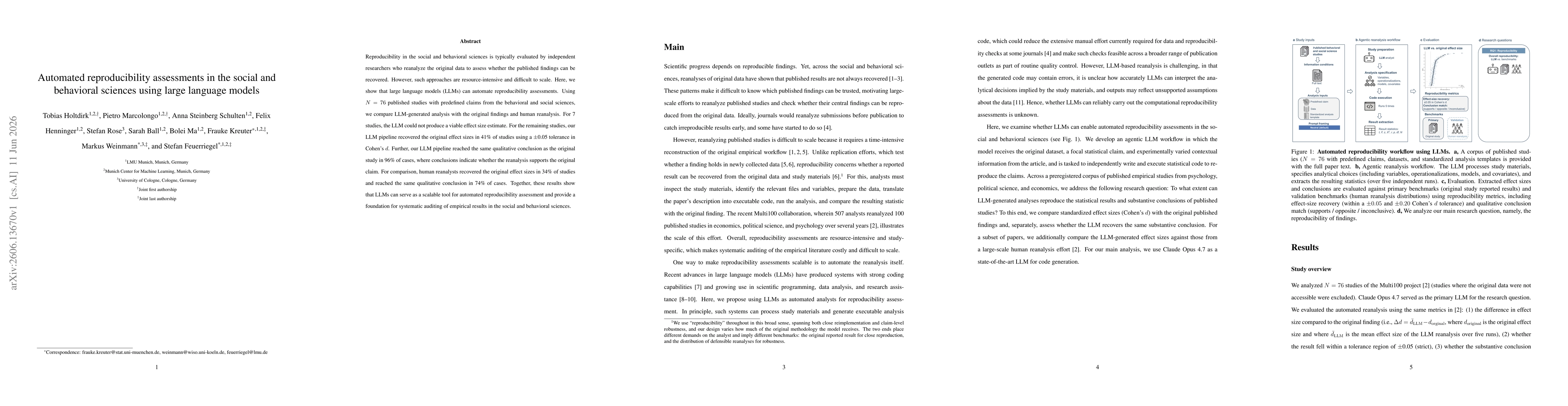 Thumbnail for Automated reproducibility assessments in the social and behavioral sciences using large language models