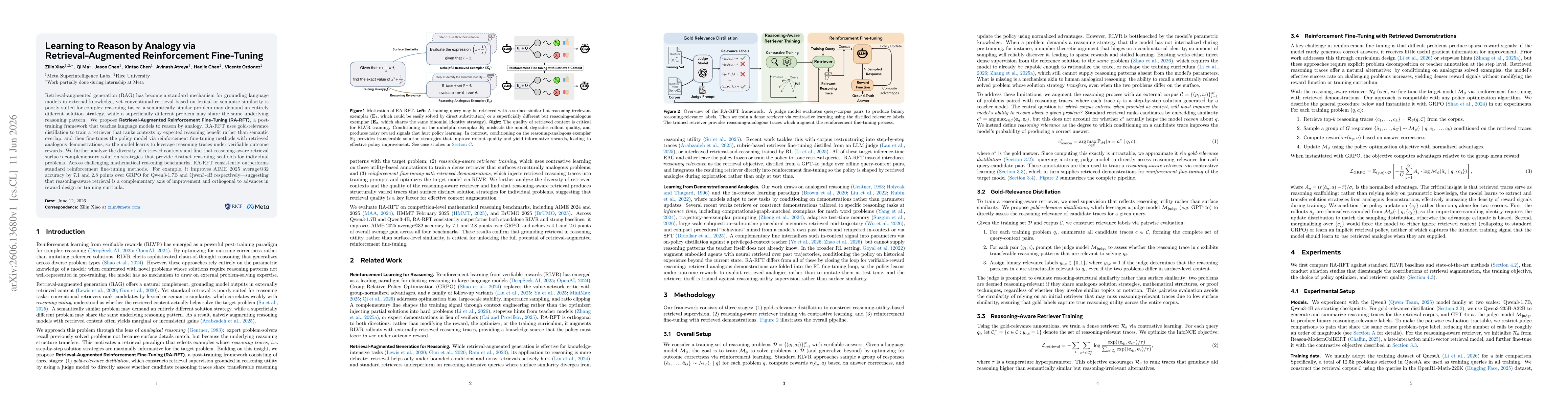 Thumbnail for Learning to Reason by Analogy via Retrieval-Augmented Reinforcement Fine-Tuning
