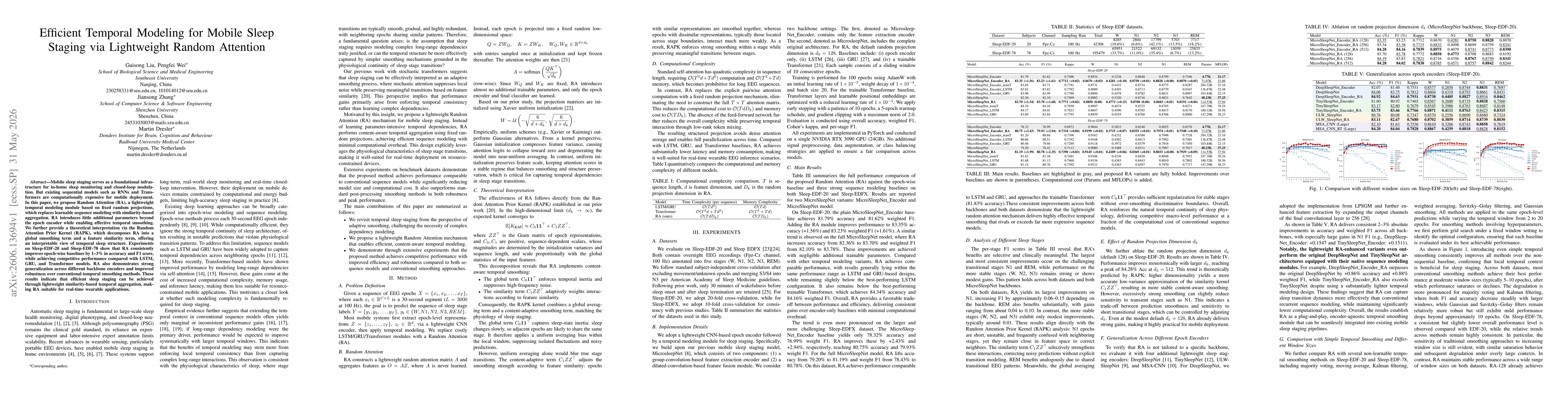 Thumbnail for Efficient Temporal Modeling for Mobile Sleep Staging via Lightweight Random Attention