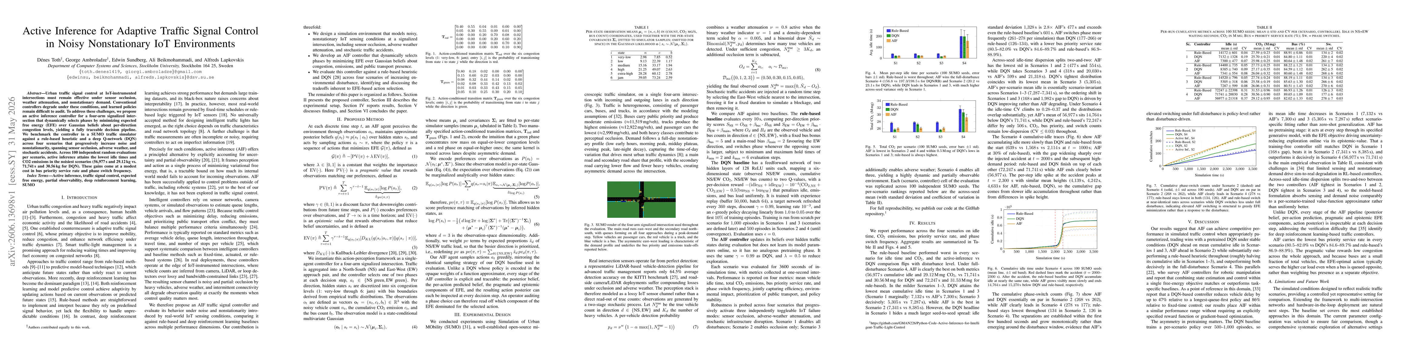 Thumbnail for Active Inference for Adaptive Traffic Signal Control in Noisy Nonstationary IoT Environments