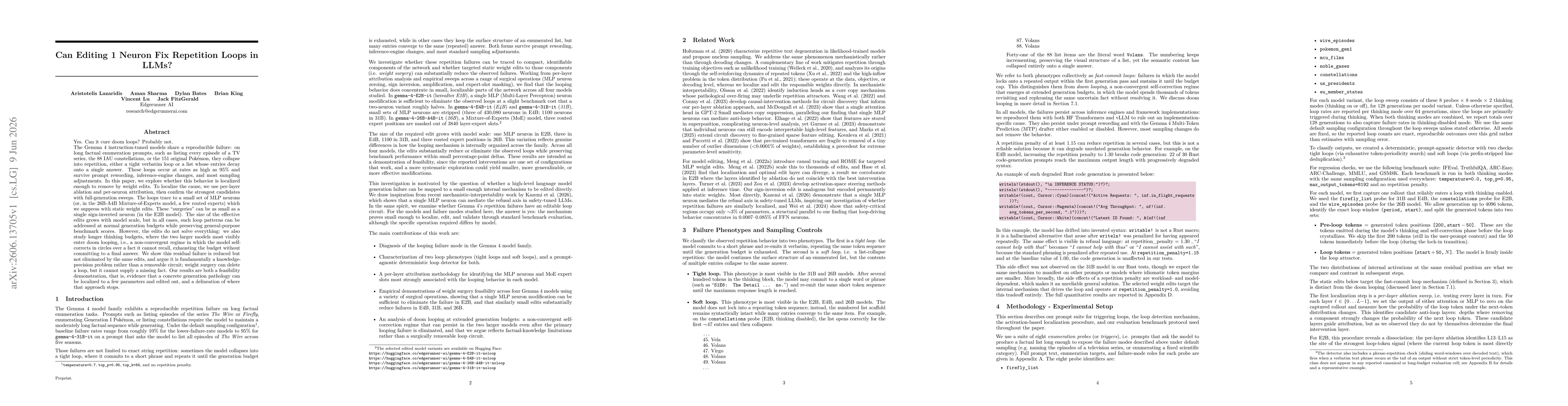 Thumbnail for Can Editing 1 Neuron Fix Repetition Loops in LLMs?