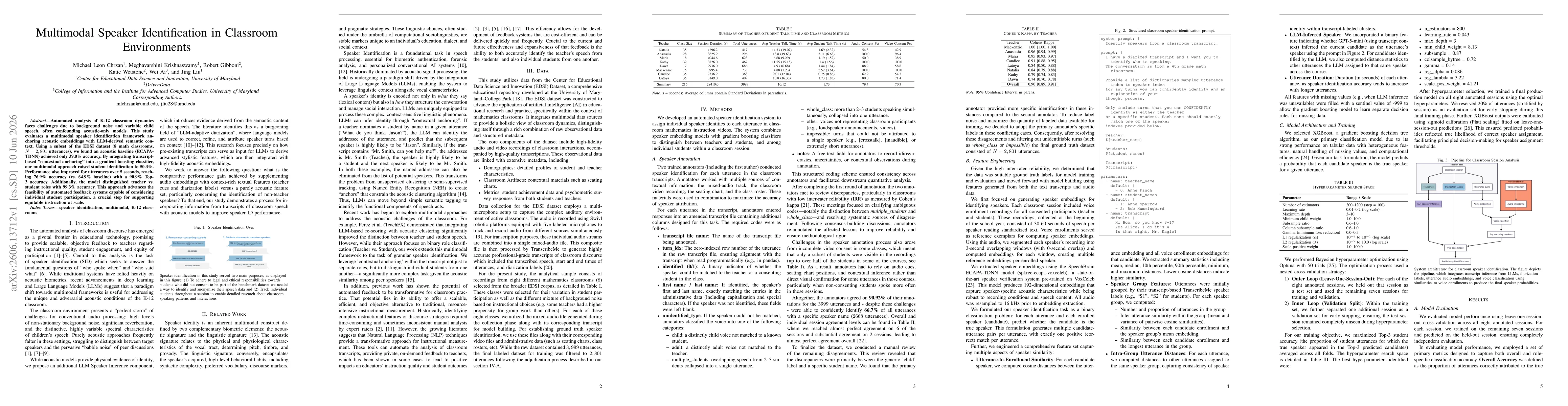 Thumbnail for Multimodal Speaker Identification in Classroom Environments