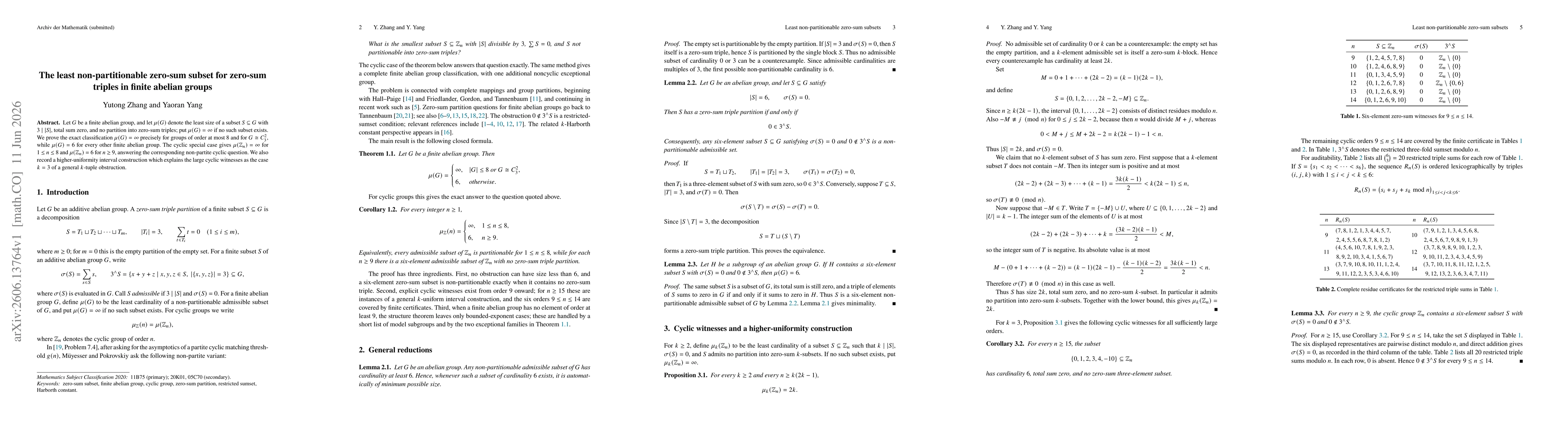 Thumbnail for The least non-partitionable zero-sum subset for zero-sum triples in finite abelian groups