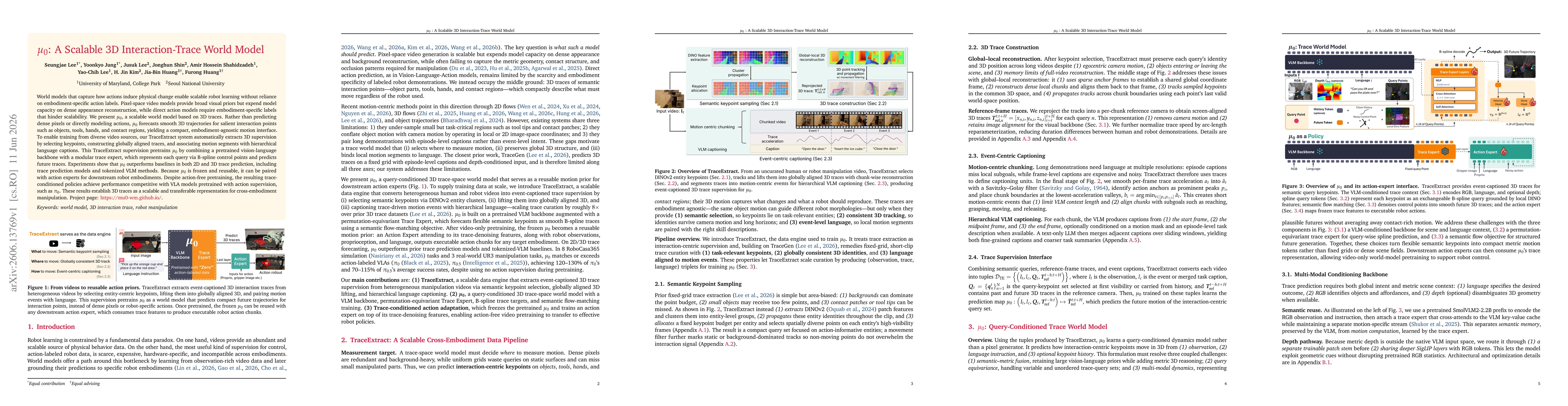 Thumbnail for $μ_0$: A Scalable 3D Interaction-Trace World Model