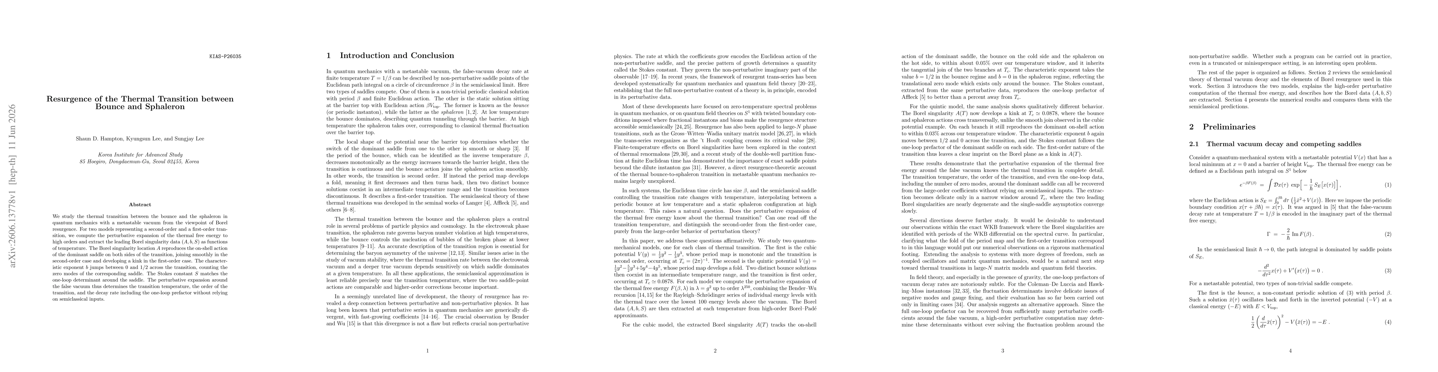 Thumbnail for Resurgence of the Thermal Transition between Bounce and Sphaleron