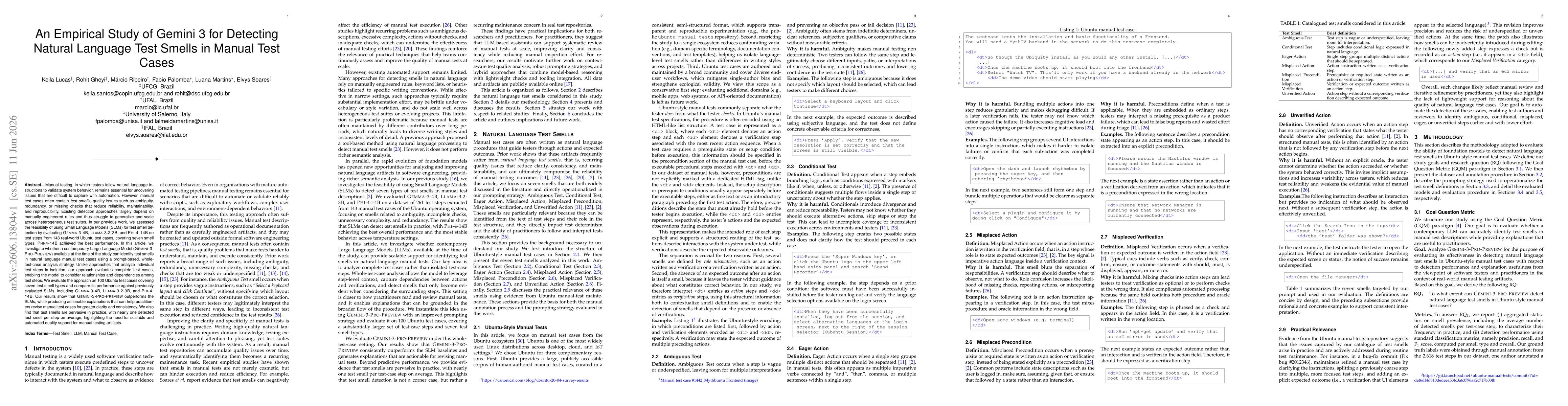 Thumbnail for An Empirical Study of Gemini 3 for Detecting Natural Language Test Smells in Manual Test Cases