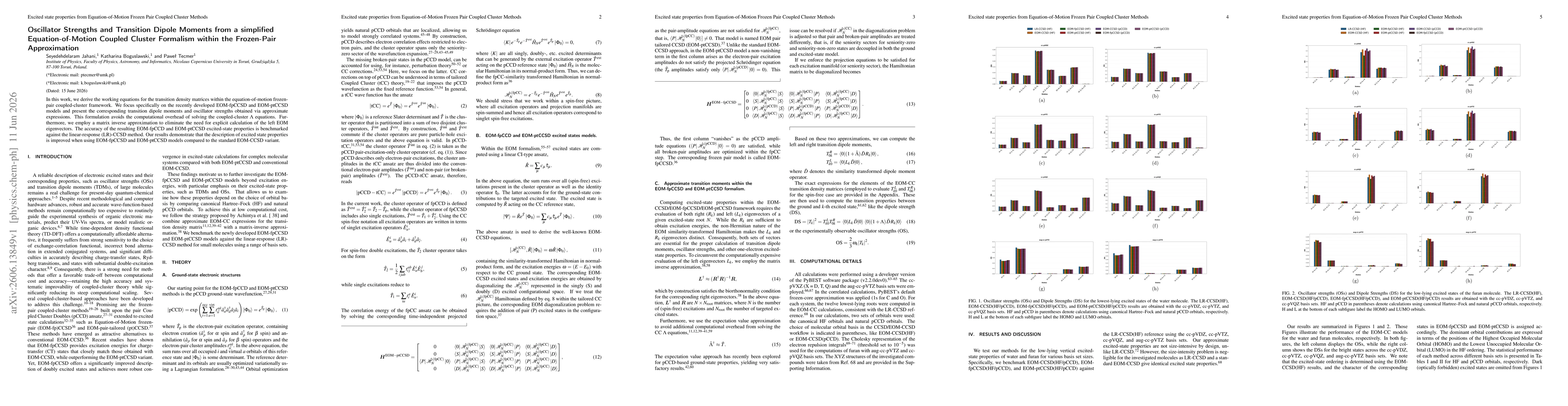 Thumbnail for Oscillator Strengths and Transition Dipole Moments from a Simplified Equation-of-Motion Coupled Cluster Formalism within the Frozen-Pair Approximation