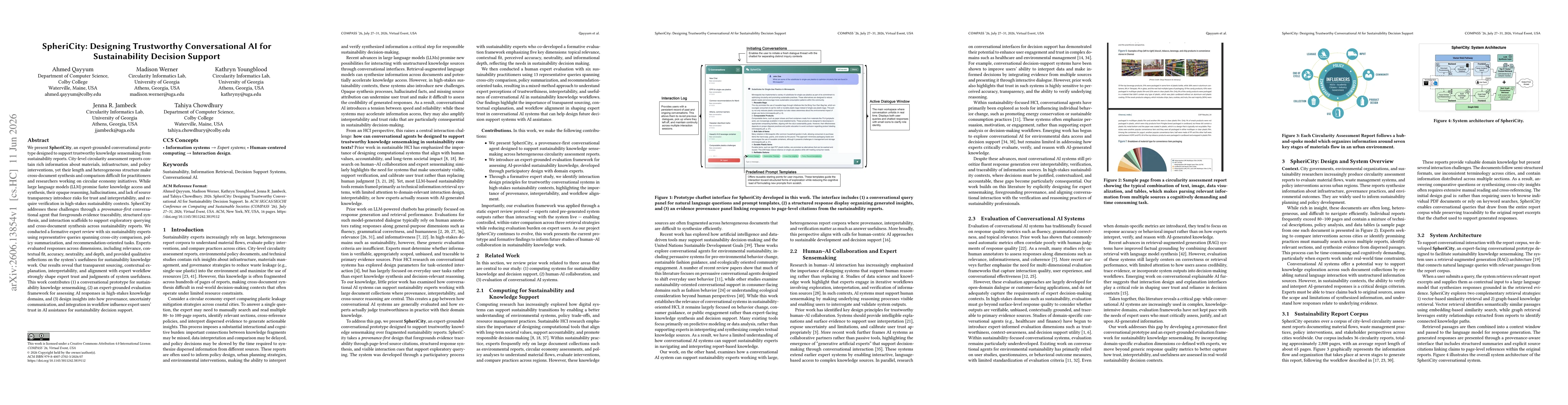 Thumbnail for SpheriCity: Designing Trustworthy Conversational AI for Sustainability Decision Support
