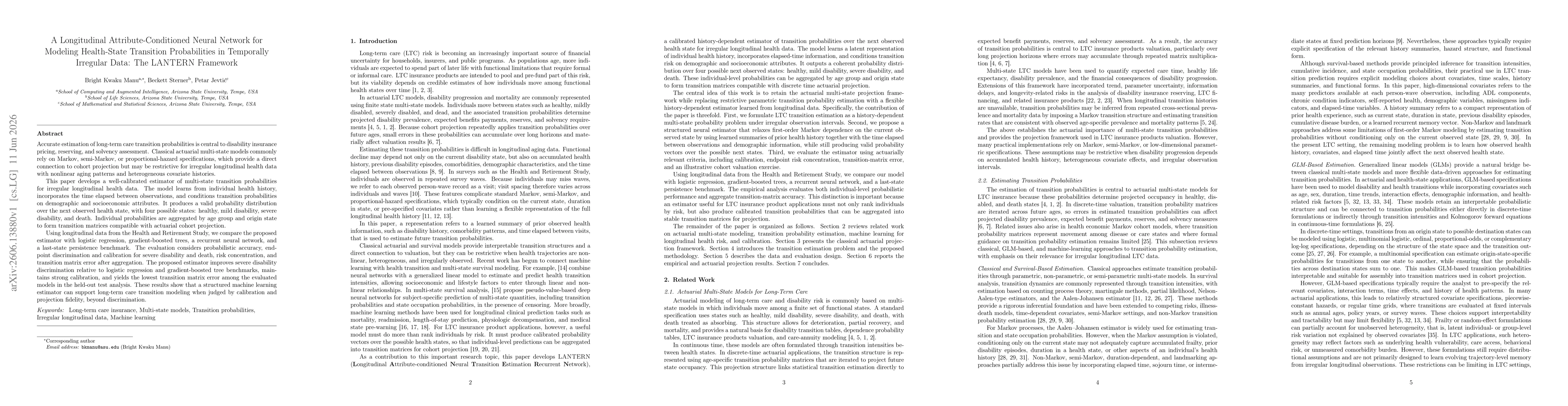 Thumbnail for A Longitudinal Attribute-Conditioned Neural Network for Modeling Health-State Transition Probabilities in Temporally Irregular Data: The LANTERN Framework