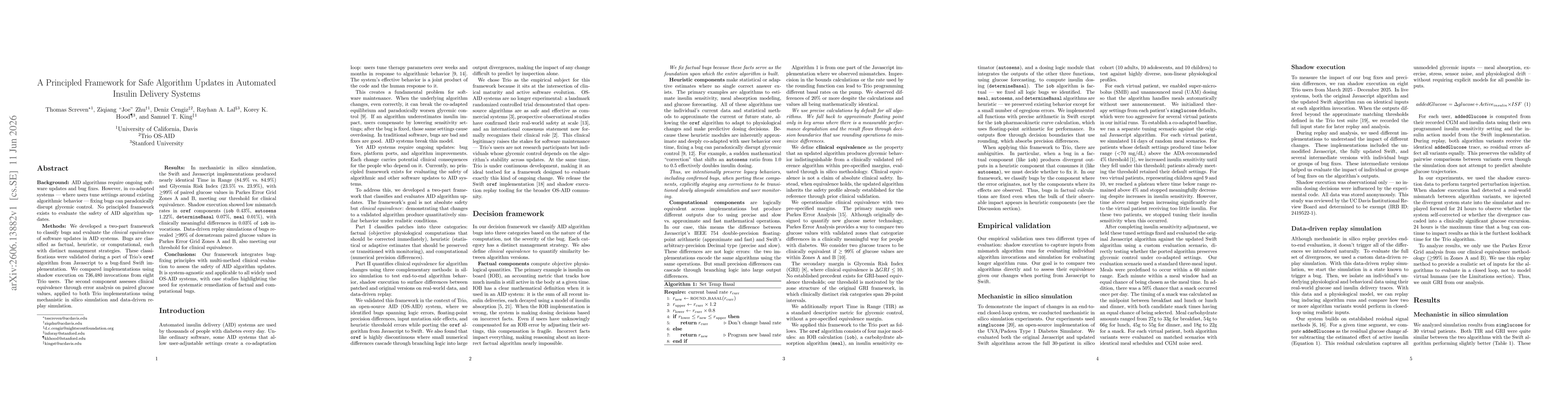 Thumbnail for A Principled Framework for Safe Algorithm Updates in Automated Insulin Delivery Systems