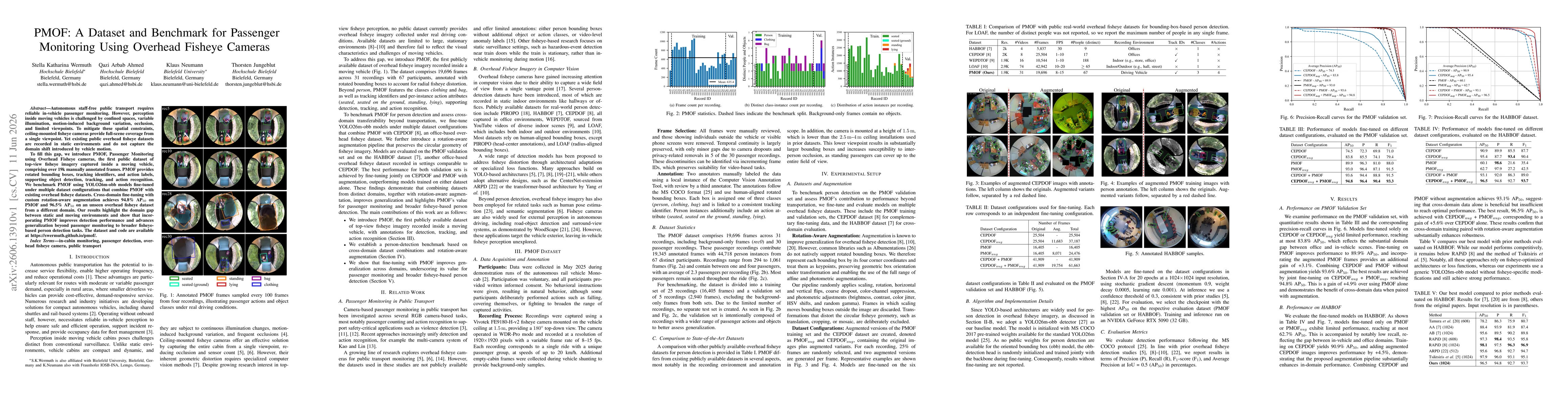Thumbnail for PMOF: A Dataset and Benchmark for Passenger Monitoring Using Overhead Fisheye Cameras
